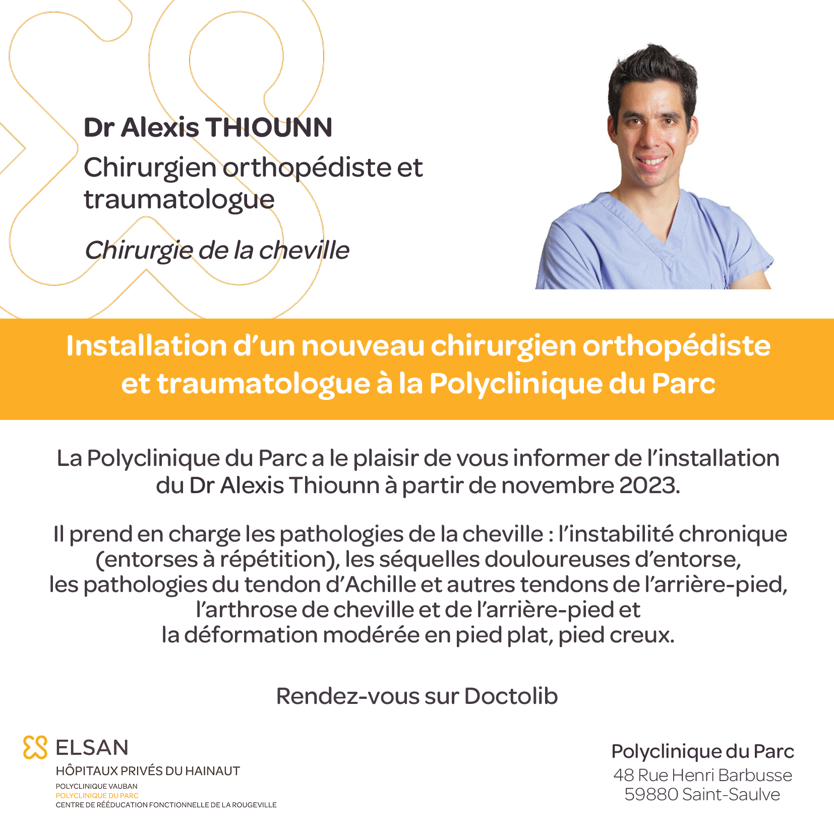 Installation d’un nouveau chirurgien orthopédiste et traumatologue à la ...